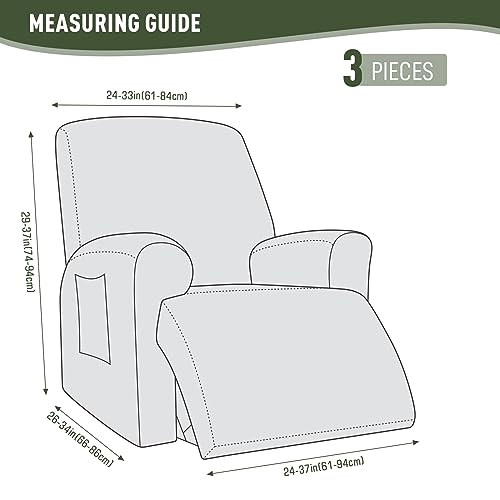 Image of KinCam Recliner Covers, Stretch Reclining Chair Covers, Recliner Sofa Slipcovers Stripe Jacquard Recliner Couch Covers Furniture Protector Covers for Pet Kid (1 Seater, Light Green)