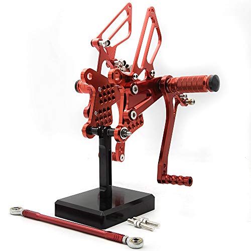 CNC ZX6R 09-20 Motorcycle Adjustable Rearsets Foot Pegs Rear Set Footpeg Shift Pedal Compatible with Ninja 600 ZX6R ZX636 2009-2020 Red