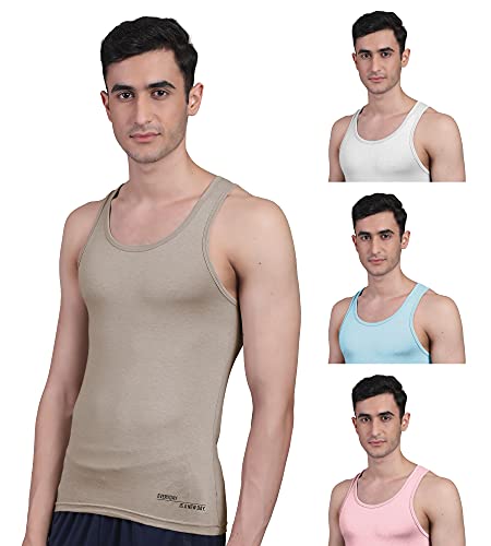 Image of Freecultr Vest for Men | Bamboo Sleeveless Super Soft Round Neck Gym Comfort Vests | Workout Regular Fit Innerwear | Breathable Sando with Long Hemline | Four-Piece Assortment
