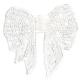 1pcs Schleife Perlen Pailletten Stickerei Applikation Patches, Groß Stickerei Pailletten Spitzenpatches Spitze aufnäher Appliques Nähen, Patches Aufnähen Auf Stoff für Kleidung Kleid Hochzeitskleid,A