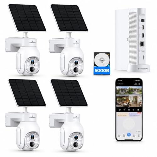 Camcamp Solar Security Cameras Wireless Outdoor 4 Pack, Home Camera System