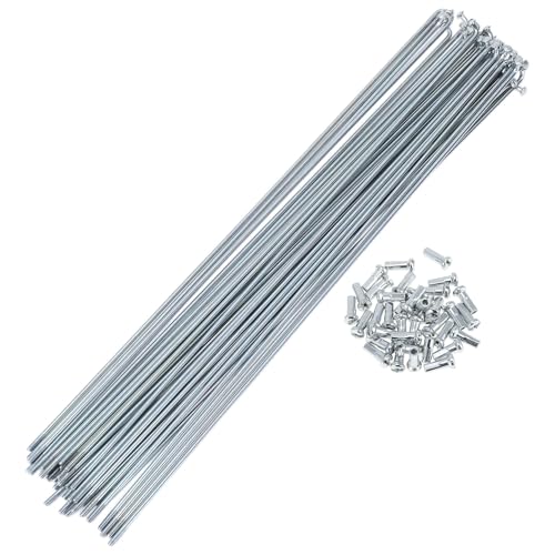 A ABSOPRO 36 Set 13G Bicycle Spokes 285mm Bike Wheel Spokes Galvanized Carbon Steel Silver Tone