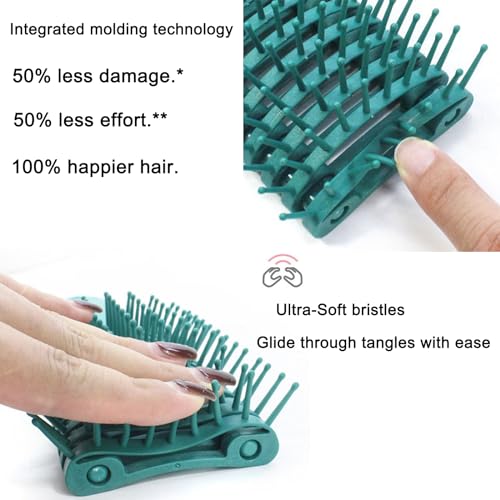 Mubril Vented Detangling Hair Brush丨Faster Blow Drying Hair Brush丨Wet & Dry Scalp Massager for All hair types丨Glides Through Tangles Ease for Men & Women & Children & Kids (Green) - Image 6