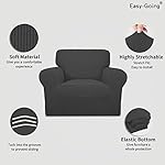 Easy-Going Stretch Chair Sofa Slipcover 1-Piece Couch Sofa Cover Furniture Protector Soft with Elastic Bottom for Kids, Pet. Spandex Jacquard Fabric Small Checks (Chair, Dark Gray) - Image 3