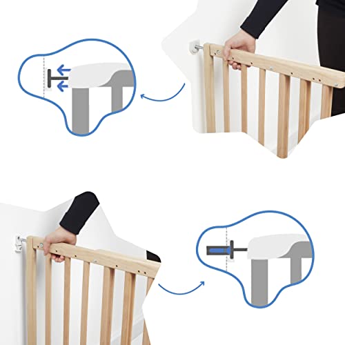 Badabulle Deco Pop, ausziehbares Babygitter aus Holz | 63 bis 106 cm breit | Druck- oder Schraubgitter für Babytüren und Treppengitter