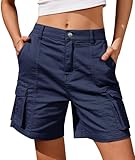 IVIR Cargo Shorts for Women Casual Bermuda 7 Inch Inseam Knee Length Hiking Shorts Navy Blue XL