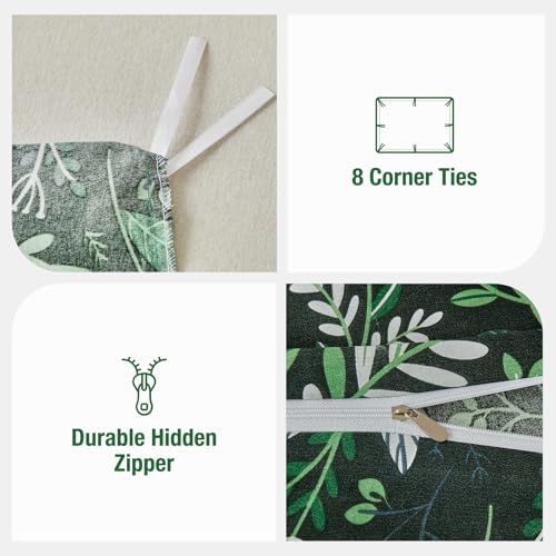 Image of Lekesky King Size Reversible Duvet Cover, Duvet Cover King Size 3 Piece Romantic Garden Microfiber Botanical Bedding Set with Zipper Closure Corner Ties