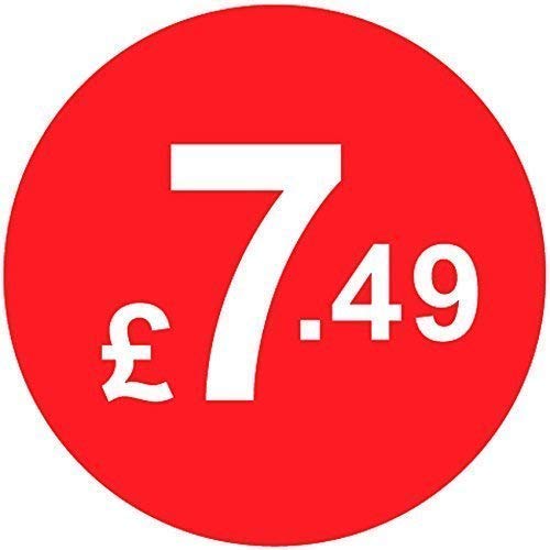 Pack of 500-20mm Price Stickers/Labels - Choose from 10p to £95 - Bright Red - Many Prices to Choose from (£7.49 - Red) — image 1