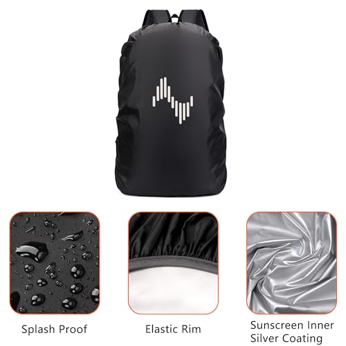 Musiin Rucksack-Regenhülle, wasserdicht, 45 l, reflektierende Rucksackhülle mit Aufbewahrungstasche, schützt Musikinstrumente und Ausrüstung vor Regen, zum Wandern, Reisen und Campen (Schwarz)