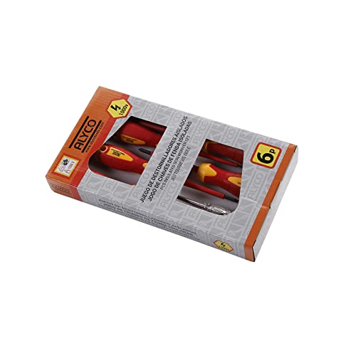 Alyco Orange (HR) - Juego de 5 Destornilladores Aislados 1000V + Tester para mecánica y electricidad - 170446