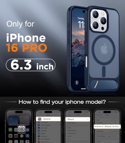 Image of Magnetic Compatible with iPhone 16 Pro Case, [Built-in Invisible Kickstand][Compatible with MagSafe] [Military Grade Shockproof] Slim Translucent Matte Phone Case for iPhone 16 Pro 6.3 inch