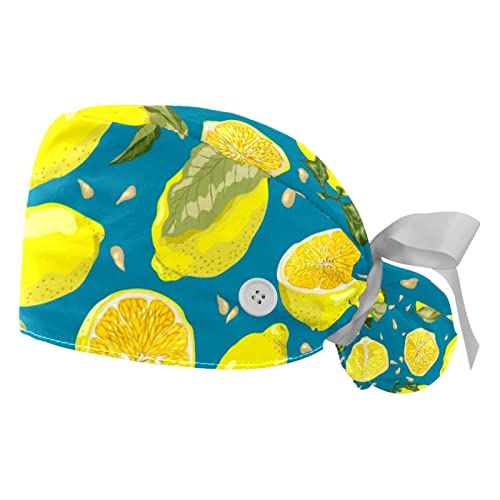 Chapeaux bouffants JDEZ ajustables avec motif feuille et citron frais