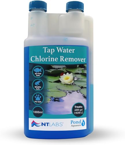 NT Labs Pond Aquasure, Pond Water Dechlorinator, Tap Water Chlorine Remover, Removes Chlorine, Chloramine, Other Halogens and Heavy Metals Making Pond Water Safe for Fish (1000ml - Treats 18,200L)