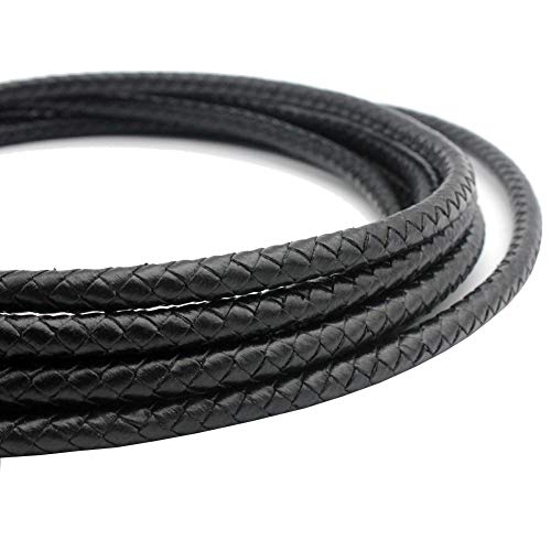 3 Yards Braided Leather Cord 6Mm Round Black Bracelet Making Leather Bolo Strap #TOP2