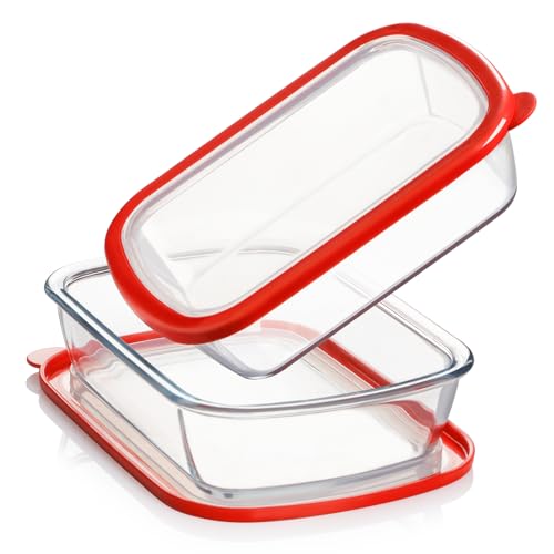 NUTRIUPS 1.3QT Small Glass Baking Dish for Single Servings, 8x5.8x2in