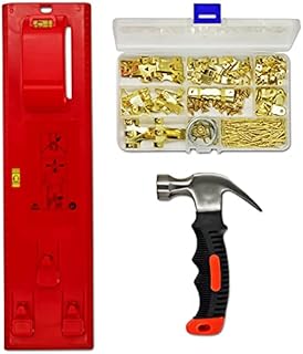 AW9 Picture Hanging Kit - Includes Picture Hanging Level Tool and Stubby Hammer, 220 Piece Wall Hanging Accessories with Picture Hanging Wire and Heavy Duty Hooks.