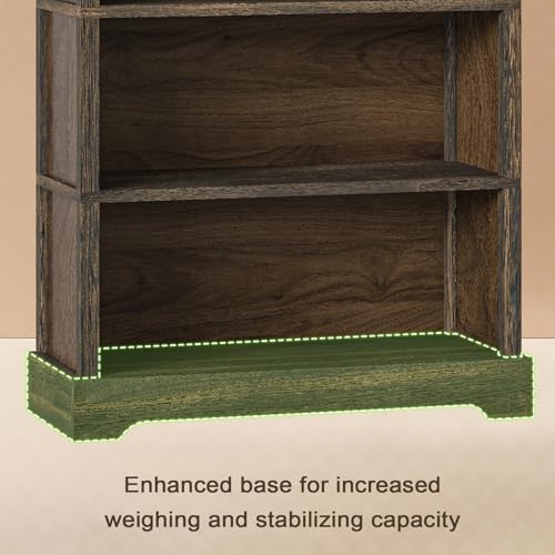 TVU 5-Tier Solid Wood Book Shelf, Floor Standing Bookcase, 65" H × 31.5" W × 11.8" D Bookshelf, Farmhouse Style Book Case with Arched Base, Suitable for Living Room, Study, Office, Walnut by TVU - Image 6