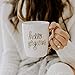 Sweet Water Decor Cute Coffee Mugs with Golden Handle | Girly Make Up & Mascara 16oz China Coffee Cup with Quote | Embellished with Real Gold & Microwave Safe (Hello Gorgeous)