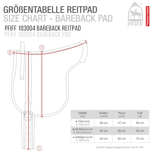 PFIFF 103004 Reitpad, Bareback Pad, baumloses Reitkissen aus Velour-Kunstleder und Kunstfell, Sattelkissen inkl. Sattelgurt, Braun, Shetty
