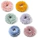 Gresunny 6 Stück Haargummis Scrunchies Fell Haar Haargummi Kunstpelz Fluffy Haarband Pompom Ball Elastisches Gummibänder Haarbänder Pferdeschwanz Haarschmuck Flauschigen Haarseil für Frauen Mädchen
