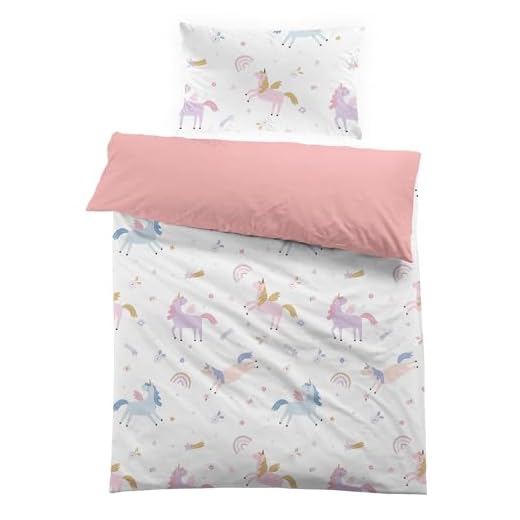 MUSOLEI Unicornio Funda nórdica Infantil Rosa para niñas Funda de edredón Unicorn Cama 90 Individual 135x200cm Microfibra Impresión 3D 1 Juego de Ropa de Cama 1 Funda de Almohada 50x75cm