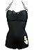 COCOSHIP Women's 50s Retro Navy Blue Nautical One Piece Maillot Anchors Away Swimsuit(FBA)