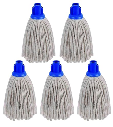 SK COOKWARE – Mop Head Replacement - Pack of 2 Blue Screw In - Traditional Cotton Yarn String Mop, Universal Fitting Socket, Wet and Dry Floor Cleaner
