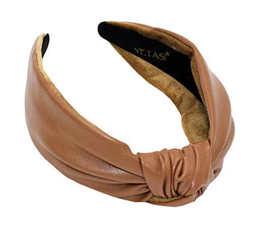 Yetasi Brown Headbands For Women Are Adjustable. Brown Knotted Headband Is A Classy Fashion Head Band. Leather Knot Headbands Are Trendy #TOP7