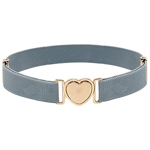 XUFUN Kids Nickel Free Blets, Simple Elastic Alloy Canvas Girl Punch-free Waistband Heart Shape Buckle Children Stretch Belts Waist Belt(grey) Cover