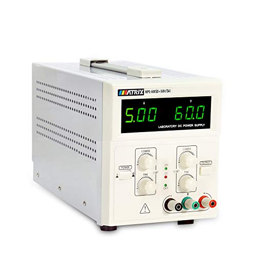 Image of Variable Linear DC Power Supply 60V 5A Adjustable Switching Regulated Low Ripple Bench Linear Power Supply with Alligator Leads, Voltage /Current pre-Setting, Output Off Function MATRIX MPS-6005D+