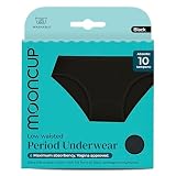 Mooncup Bragas Menstruales de Cintura Baja, Absorben Hasta 10 Tampones, Lavables a Máquina, M - Talla UK 12, Negro (Pack de 1)
