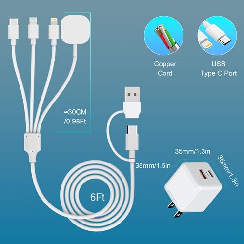 for Apple Watch Charger USB C 38W PD Fast Wall Plug for Apple Watch/iPhone/Airpods, 4 in 2 Travel iWatch & iPhone Charger for iWatch Series 3/4/5/6/7/8/SE/Ultra Wireless Magnetic Charging Cable 6FT - Thumbnail 4