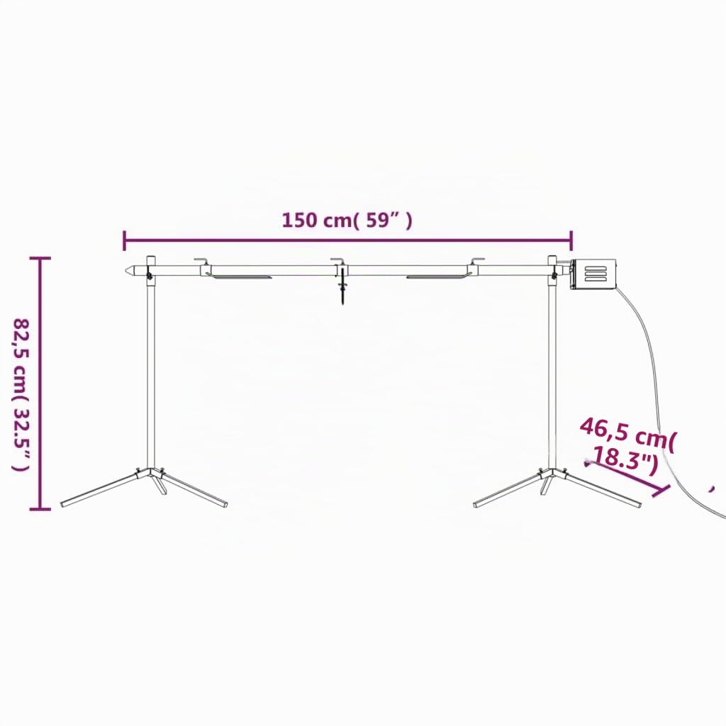 vidaXL Barbecue automatique et moteur acier inoxydable 150x46,5x82,5cm
