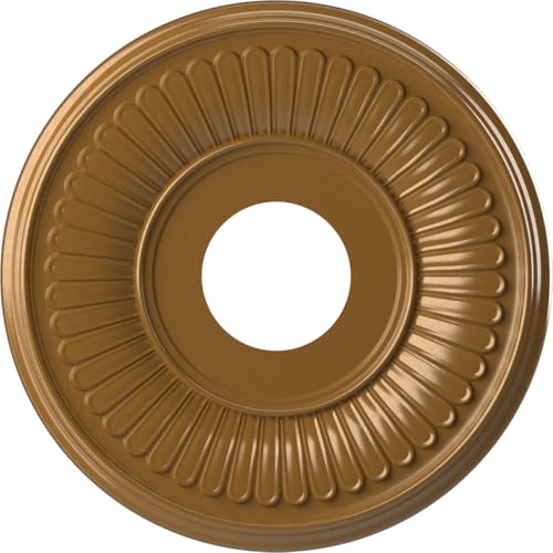 Image of Ekena Millwork CMP13BEDVG Berkshire Thermoformed PVC Ceiling Medallion (Fits Canopies up to 5 3 /4 inch), 13 inchOD x 3 1 /2 inchID x 3 /4 inchP, Universal Aged Metallic Vintage Gold