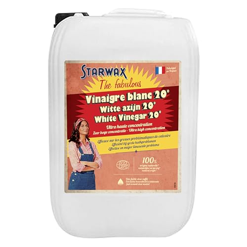 STARWAX THE FABULOUS: Vinagre Blanco 20° – Limpia, Desincrusta, Da Brillo – Ultra Alta Concentración – 100% Origen Natural – Interior y Exterior – Fabricado en Francia – 10L