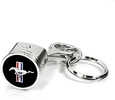 iPick Image Made for Ford Mustang Tri-Bar Chrome Finish Engine Piston and Rod Metal Key Chain