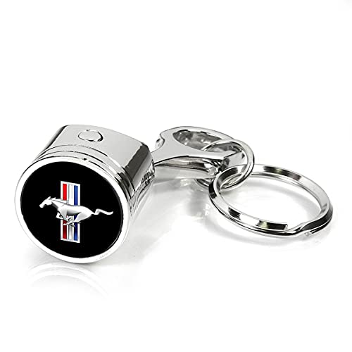 Ipick Image Made For Ford Mustang Tri-Bar Chrome Finish Engine Piston And Rod Metal Key Chain #TOP1
