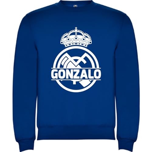 Sudaderas con Cuello Redondo Niño, Sudadera Clásica personalizable, Sudadera madrid, sudadera equipo de futbol y nombre. Regalos cumpleaños. Regalos personalizables (7/8, Azul Royal)