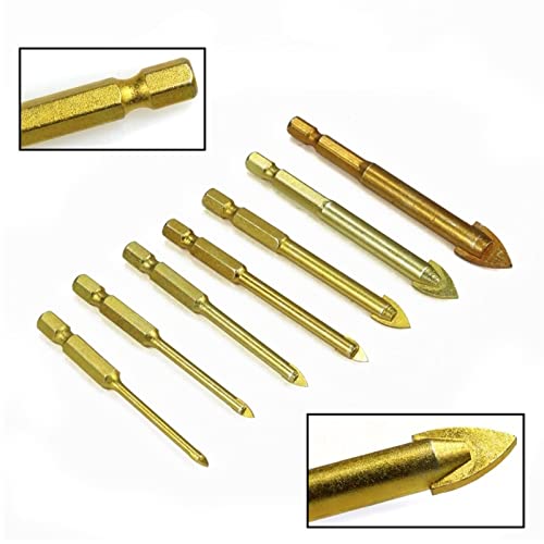 Foret verre carbure pour perçage trou mural set de 6 outils mèches hex titane