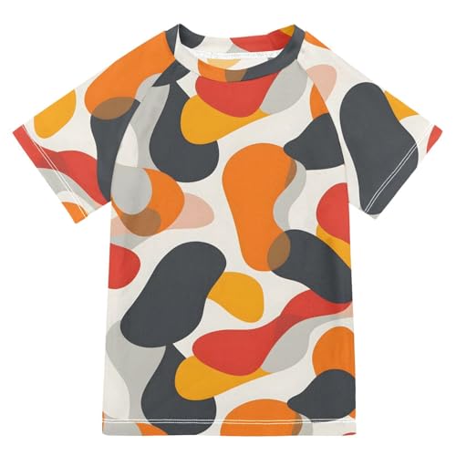 ALAZA Boys Swim Shirt Short Sleeve Rash Guard for Boys Girls UPF 50+ Camouflage Abstract 9-10T