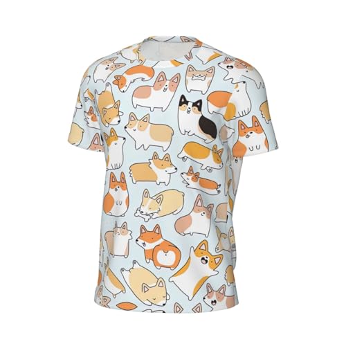 Dry Fit Hunde-T-Shirts für Herren – feuchtigkeitsableitende Fitness-Shirts, Workout-Shirts mit Rundhalsausschnitt, ideal für Fitness, Schwarz, L