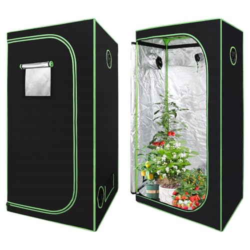 Yugodex Tienda de cultivo de 100 x 100 x 200 cm 600D Oxford Grow Box resistente a la luz y al agua para cultivo en casa, para cultivo en interiores, aireado, invernadero, color negro y verde