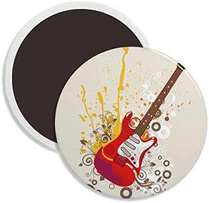 Electric Guitar Jazz Music Culture Round Ceramics Fridge Magnet Keepsake Decoration image 2
