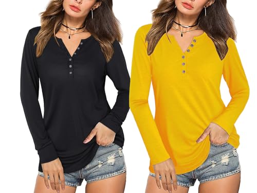 Image of Women's Regular Fit Pure Cotton Top - Elegant V-Neck with Mandarin Collar, Button-Front Design, Full Sleeves, Soft & Breathable Fabric for Stylish Casual Wear