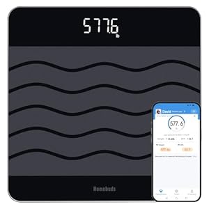 Homebuds Amazing 600lb Smart Bathroom Scale for Body Weight in 0.1lb, Scale Professional Factory Since 2001, 12.4×12.4in Large Platform by Extra Thick 8mm Non-Slip Tempered Glass, LED, 3xAAA, Black