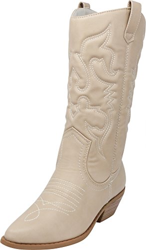 Cambridge Select Women's Western Pointed Toe Mid-Calf Cowboy...