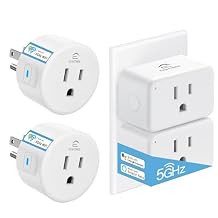 EIGHTREE Mini Smart Plug 5GHz Wi-Fi Compatible, Smart Plugs That Compatible with Alexa & Google Home & SmartThings, Remote Control, Timer, 2 * Round Plug+2 * Square Plug