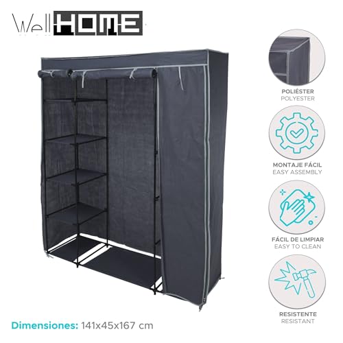 Armario de almacenaje camping gris de 141x45x167 cm con estantes para exterior 3