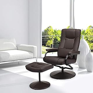 Swivel Recliner Chair, WaterJoy PU Leather Lounge Armchair Recliner, 360 Degree Swivel Overstuffed