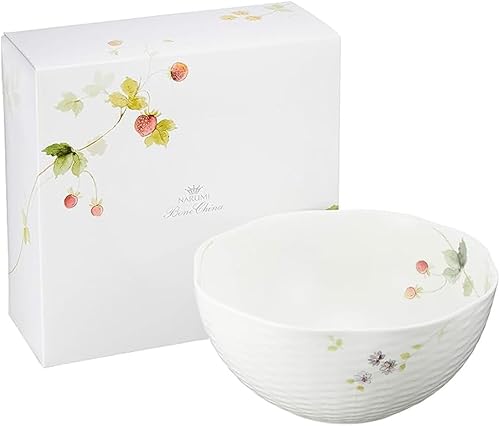 Narumi 51281-21911P Lucy Garden Salad Bowl, Diameter 8.7 inches (22 cm), Berry Pattern, Stylish, Cute, Relief, Wedding Gift, Microwave Warming,
